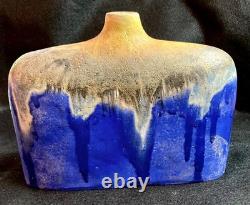 Vintage MCM Italian Marcello Fantoni art pottery drip glaze pillow vase, 1960s