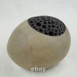 Vintage MCM J EDWARD BARKER Studio Art Pottery Egg Shaped Ovoid Vase 1986 Signed