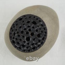 Vintage MCM J EDWARD BARKER Studio Art Pottery Egg Shaped Ovoid Vase 1986 Signed