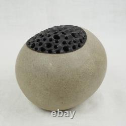 Vintage MCM J EDWARD BARKER Studio Art Pottery Egg Shaped Ovoid Vase 1986 Signed
