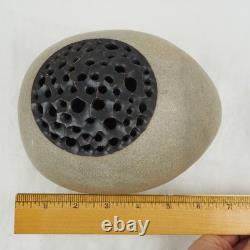 Vintage MCM J EDWARD BARKER Studio Art Pottery Egg Shaped Ovoid Vase 1986 Signed