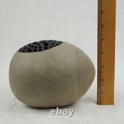 Vintage MCM J EDWARD BARKER Studio Art Pottery Egg Shaped Ovoid Vase 1986 Signed