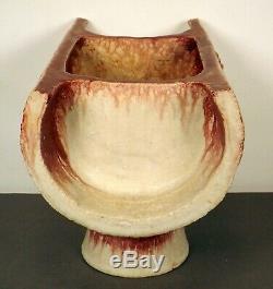 Vintage MCM Japanese Studio Pottery Red White Glaze Ikebana Vase Bonsai Planter