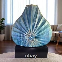 Vintage MCM Large Studio Pottery Art Deco Blue Ceramic Ocean Shell Vase Unique