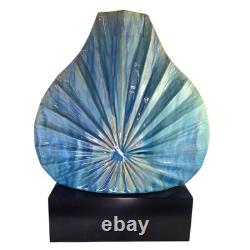 Vintage MCM Large Studio Pottery Art Deco Blue Ceramic Ocean Shell Vase Unique