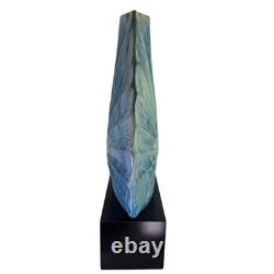 Vintage MCM Large Studio Pottery Art Deco Blue Ceramic Ocean Shell Vase Unique