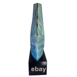 Vintage MCM Large Studio Pottery Art Deco Blue Ceramic Ocean Shell Vase Unique