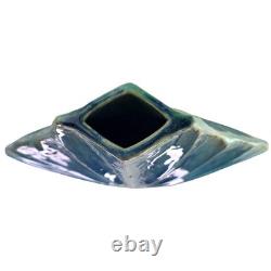 Vintage MCM Large Studio Pottery Art Deco Blue Ceramic Ocean Shell Vase Unique