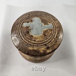 Vintage MCM Lidded Pottery Jar Stoneware Signed KAFER 75 Studio Art Pottery