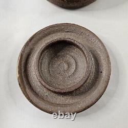 Vintage MCM Lidded Pottery Jar Stoneware Signed KAFER 75 Studio Art Pottery