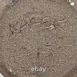 Vintage MCM Lidded Pottery Jar Stoneware Signed KAFER 75 Studio Art Pottery