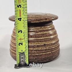 Vintage MCM Lidded Pottery Jar Stoneware Signed KAFER 75 Studio Art Pottery