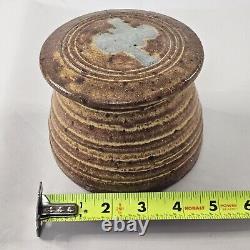 Vintage MCM Lidded Pottery Jar Stoneware Signed KAFER 75 Studio Art Pottery