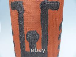 Vintage MCM Modernist Studio Art Pottery Vase with Figures Signed and Dated BB67