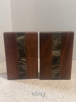 Vintage MCM Pair Gordon Jane Martz Marshall Studios Pottery Walnut Bookends 7