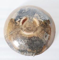 Vintage MCM Pottery Studio Art Glazed Pottery Spiral Footed Bowl Signed