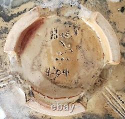 Vintage MCM Pottery Studio Art Glazed Pottery Spiral Footed Bowl Signed