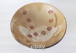 Vintage MCM Pottery Studio Art Glazed Pottery Spiral Footed Bowl Signed