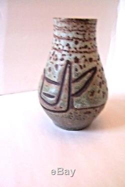 Vintage MCM RARE Accolay French Studio Art Pottery Vase w Nude Woman France
