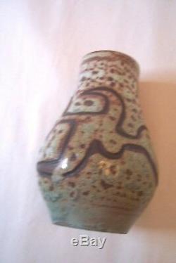 Vintage MCM RARE Accolay French Studio Art Pottery Vase w Nude Woman France