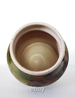Vintage MCM Raku Studio Art Pottery Crackle Metallic Iridescent Vase Signed 10
