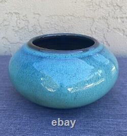 Vintage MCM Rupert Deese Studio Pottery Aqua Blue Stoneware Vessel Claremont CA