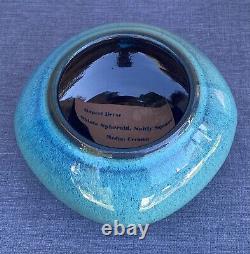 Vintage MCM Rupert Deese Studio Pottery Aqua Blue Stoneware Vessel Claremont CA