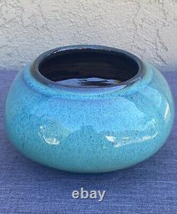 Vintage MCM Rupert Deese Studio Pottery Aqua Blue Stoneware Vessel Claremont CA