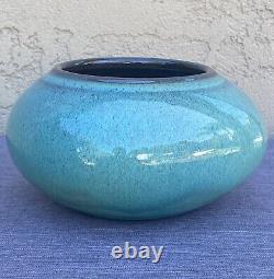 Vintage MCM Rupert Deese Studio Pottery Aqua Blue Stoneware Vessel Claremont CA