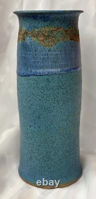 Vintage MCM Signed Sinclair Ashley Aqua Blue Art Pottery Vase 1974 11