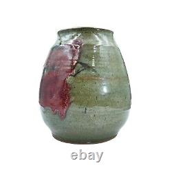 Vintage MCM Studio Art Pottery Stoneware Vase, Signed, 12 Tall, Heavy 10 Lbs