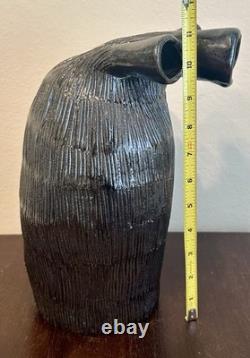 Vintage MCM Studio Pottery Sculptural Multi-Spout Vase Brutalist Modernist Black
