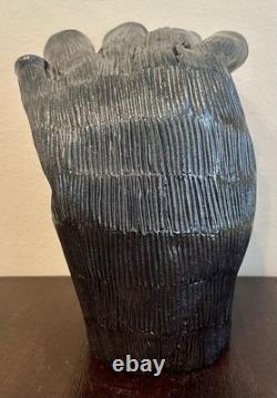 Vintage MCM Studio Pottery Sculptural Multi-Spout Vase Brutalist Modernist Black