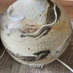 Vintage MCM Swirl Studio Pottery Glazed Table Lamps Earth Tones Pair Of 2