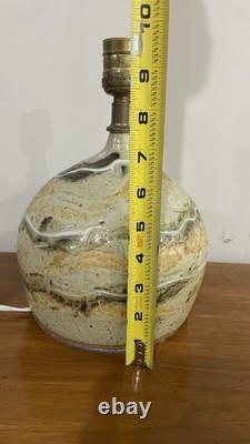 Vintage MCM Swirl Studio Pottery Glazed Table Lamps Earth Tones Pair Of 2