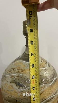 Vintage MCM Swirl Studio Pottery Glazed Table Lamps Earth Tones Pair Of 2
