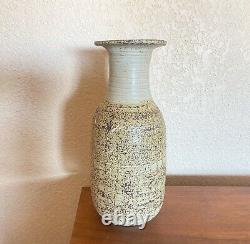 Vintage MCM Tall Studio Art Pottery Vase By Artist Edna Arnow