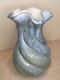 Vintage MCM Y ESTHER SIGNED SPIRAL GLAZED STUDIO POTTERY VASE TURQUOISE AQUA