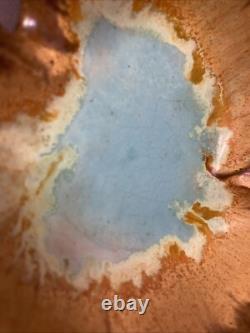 Vintage MERRITT ISLAND Studio Art Pottery Indian River Blue Glaze Abstract Bowl