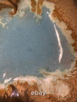 Vintage MERRITT ISLAND Studio Art Pottery Indian River Blue Glaze Abstract Bowl
