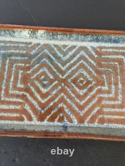 Vintage MICHAEL COHEN Studio Pottery Tray Reddish Brown/Blue Signed