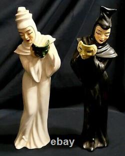 Vintage MID Century Ceramic Arts Studio Tragedy And Comedy Figurines