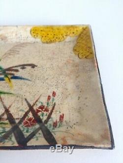 Vintage MID Century Japan Studio Art Pottery Square Pressed Ceramic Plate Dish