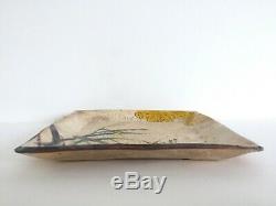 Vintage MID Century Japan Studio Art Pottery Square Pressed Ceramic Plate Dish