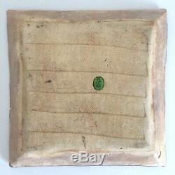 Vintage MID Century Japan Studio Art Pottery Square Pressed Ceramic Plate Dish