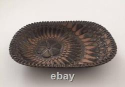 Vintage MID Century Studio Pottery Handmade Pressed Relief Signed Oval Plate