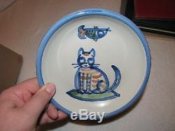 Vintage M. A. Hadley Studio Pottery Cat Kitten Bowl And Saucer Great Shape Rare