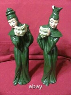 Vintage Madison Ceramic Arts Studio Comedy And Tragedy With Mask Figurines