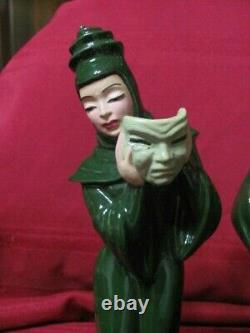 Vintage Madison Ceramic Arts Studio Comedy And Tragedy With Mask Figurines