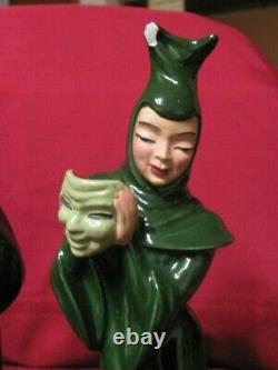 Vintage Madison Ceramic Arts Studio Comedy And Tragedy With Mask Figurines